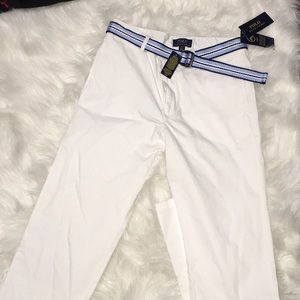 BNWT WHITE RL POLO CHINOS W/Belt size 18